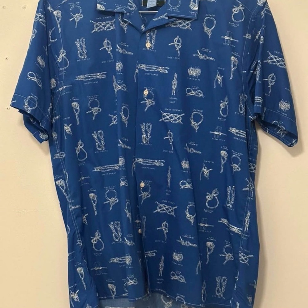 Gitman Brothers Blue Short-Sleeve Button-Down with White Knot Print